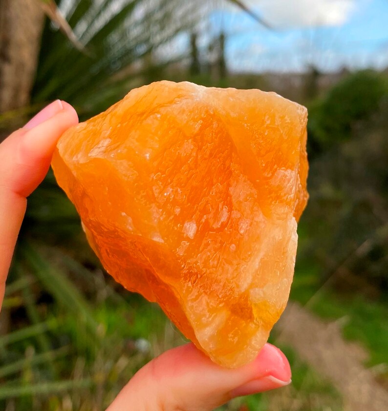 Orange Calcite Chunk Raw Crystal Calcite Rough Orange Etsy UK