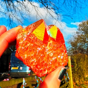 Fire crystal, raw crystal cluster, flame crystal points, dragon breath crystal, rough crystal, orange cluster, flame cluster elf Samhain gem