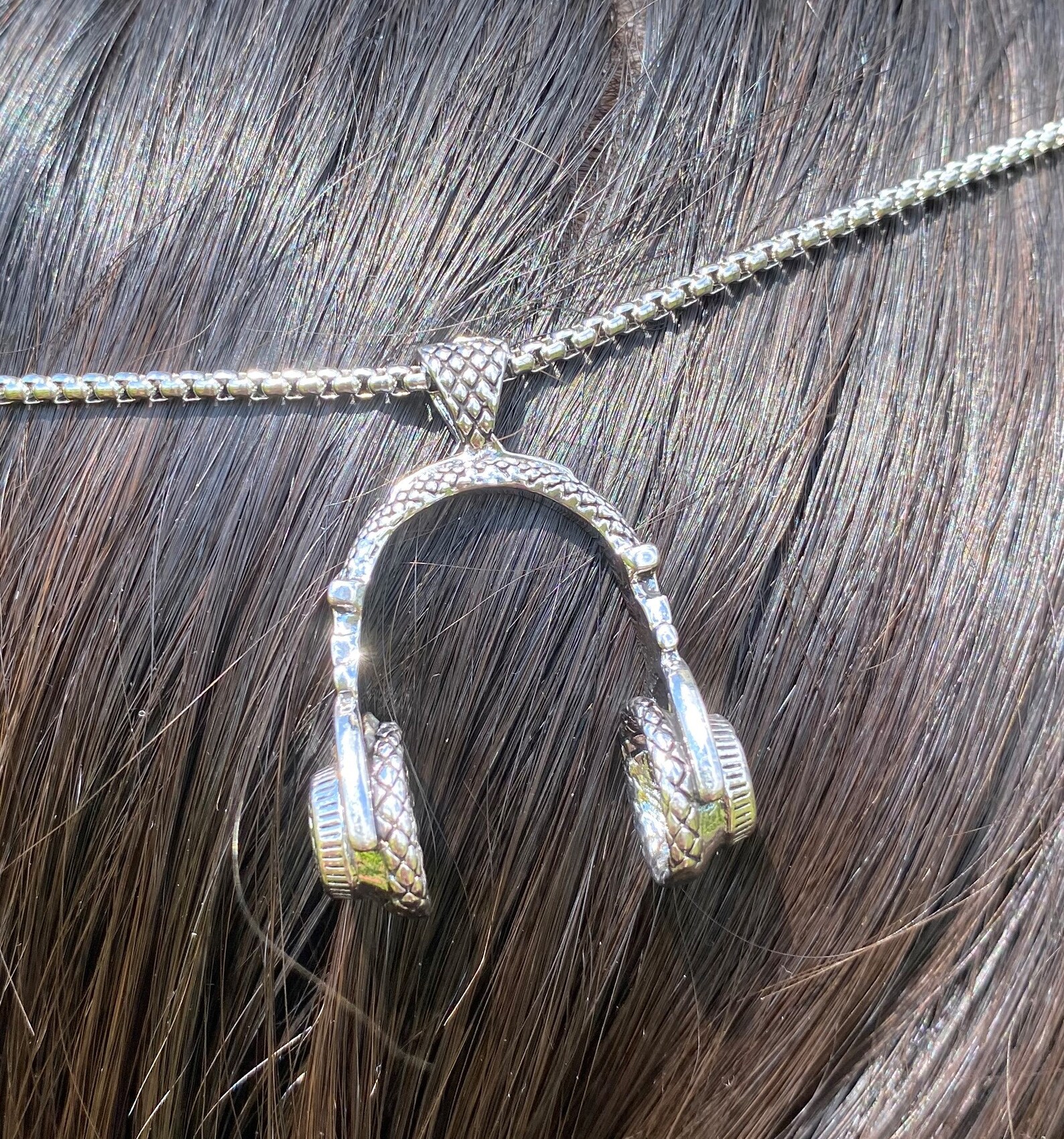 Headphone Pendant Uk Silver Trendy Headphone Necklace Etsy UK