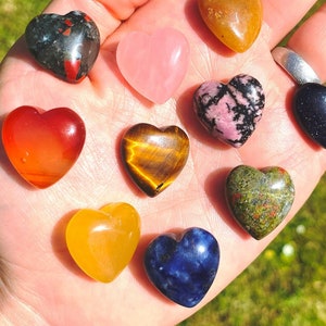 Christmas crystal heart, love Stone heart, natural crystals mini pocket heart for birthday gift. Pocket crystal heart ships fast worldwide