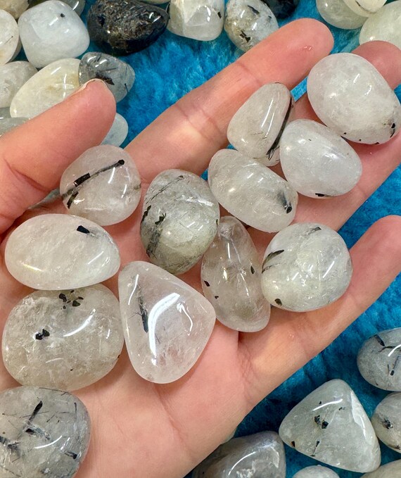 Tourmilated Quartz Tumblestones Raven Tourmaline Crystal Gemstone