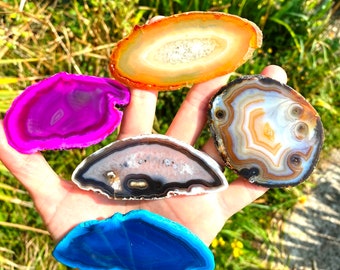 Mystery agate slice, rainbow agates, purple agate blue agate gem rainbow crystal slice, Christmas agate slice red agate slice black agate uk