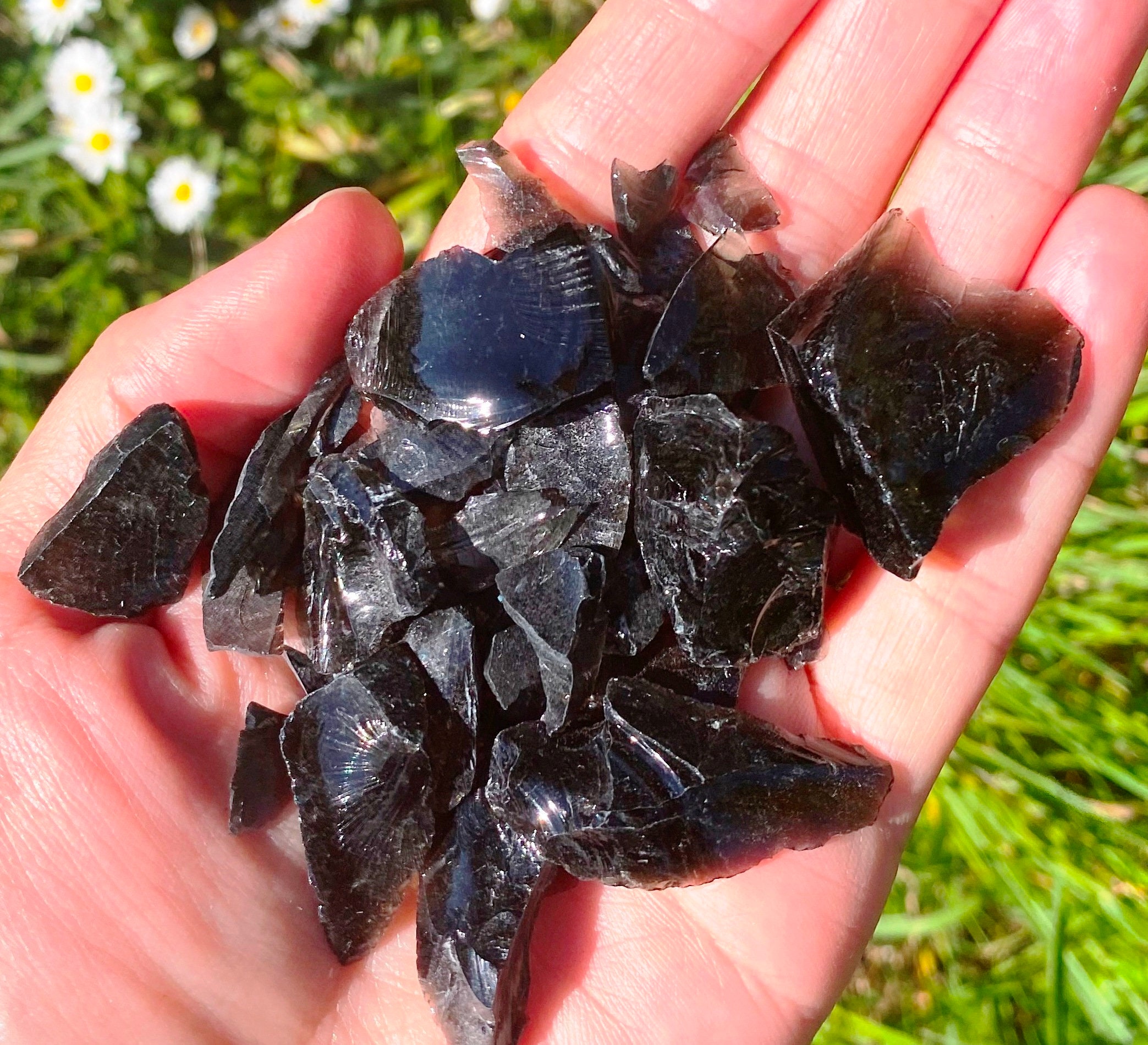 Candle Crystals Obsidian Shards Rough Obsidian for Spells Etsy
