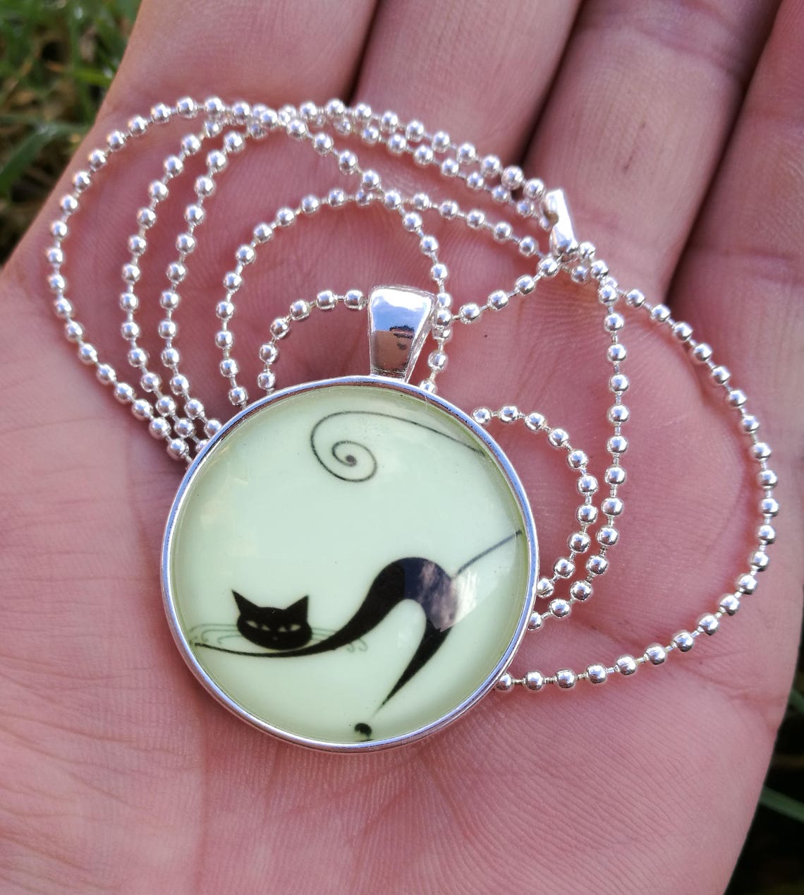 Halloween Pendant Glow Cat Pendant Glowing Cat Glow in Etsy