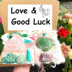 Self love crystal box box set spiritual gift crystals set self care kit gem stone gift Postive energy letterbox set healer stone pack Elf uk Love and Good luck