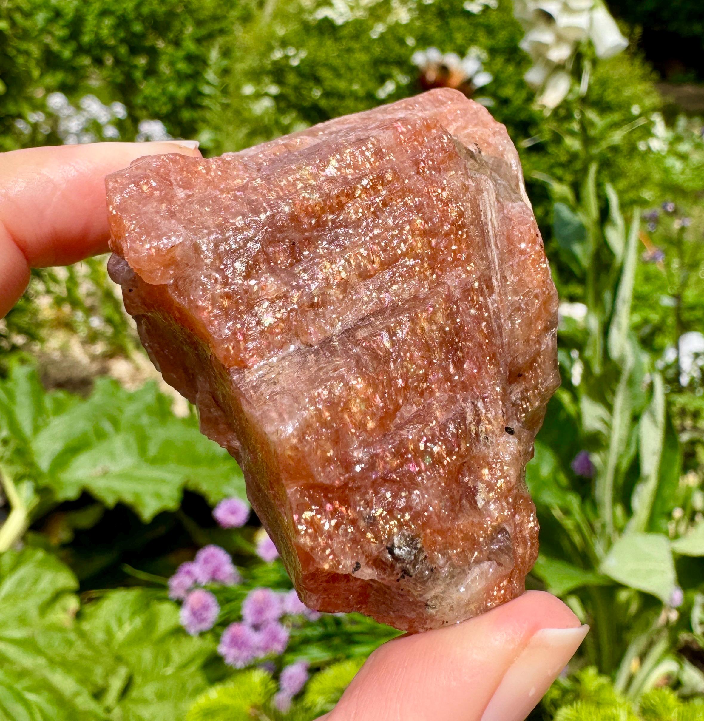 Rough Sunstone Crystal: Flashy Gemstone, High Grade