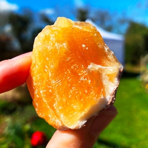 Orange calcite chunk, raw crystal calcite, rough orange calcite, healing raw calcite uk, orange natural crystal, fairy stone, energy calcite