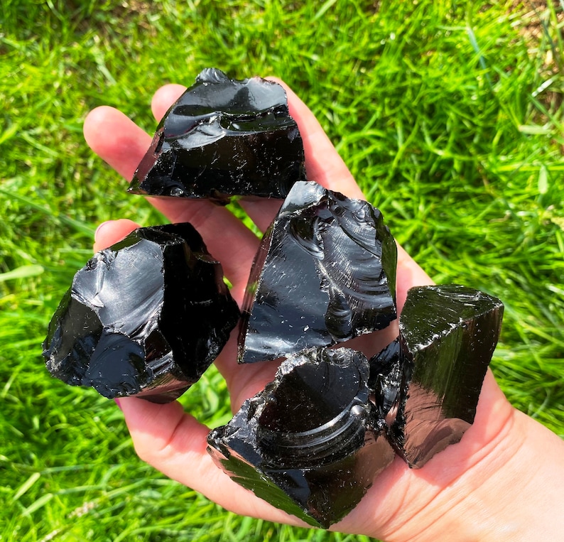 Rough Crystal Obsidian Dragon Glass Raw Crystal Black Healing Etsy UK
