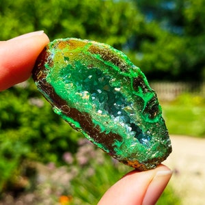 Dragon geode crystal, green witch cave, wiccan geode, Christmas crystal cave, stocking crystal elf gem, Yuletide geode tooth gem geode in uk