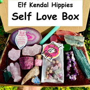 Caja de cristal de amor propio, Cristales de cuidado personal, Trato de cristal para mí, Caja de gemas de cuidado personal, Juego de cristales de positividad, Envía vibraciones positivas, Amor y luz