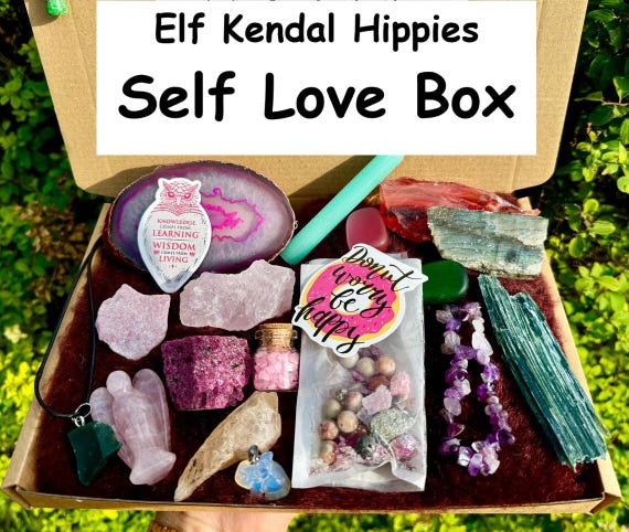 Self love crystal box box set spiritual gift crystals set self care kit gem stone gift Postive energy letterbox set healer stone pack Elf uk