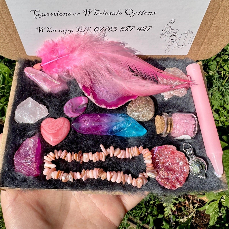 Self love crystal box box set spiritual gift crystals set self care kit gem stone gift Postive energy letterbox set healer stone pack Elf uk image 15