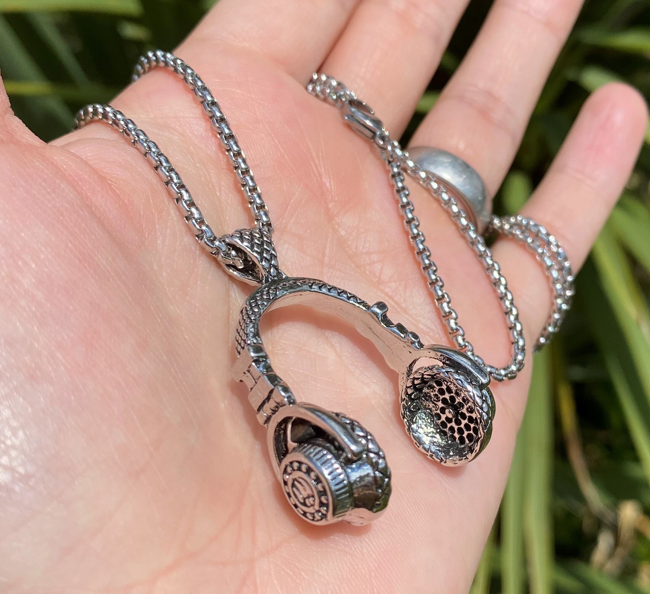 Headphone pendant uk silver trendy headphone necklace Etsy