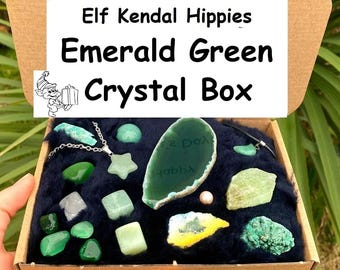Liebeskristall-Box mit Kerze, Edelstein-Flasche sechs Kristalle und ein Überraschungsanhänger oder Armband. Rohkristallpackung, Geschenk für Freundin Edelsteine uk