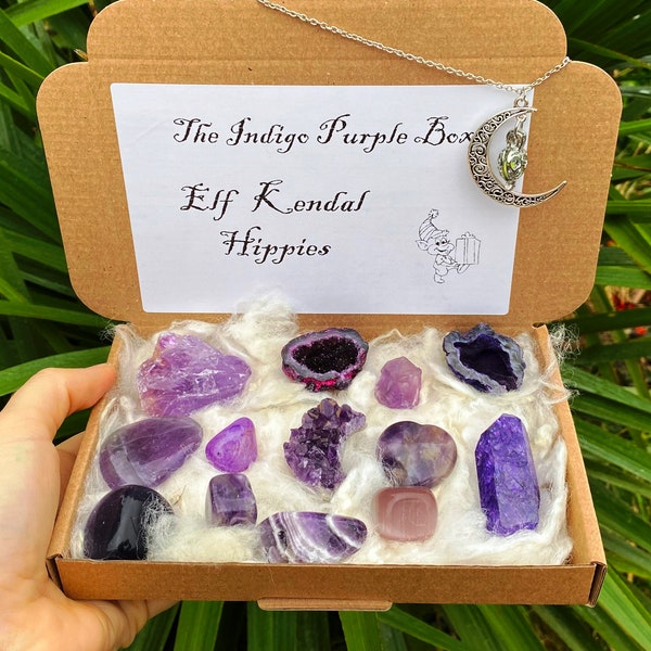 Fairy crystal set, raw crystals fairy stone box, fairy crystal gift, fairy stone box, angel geode box fairy crystals faerie stone set by elf