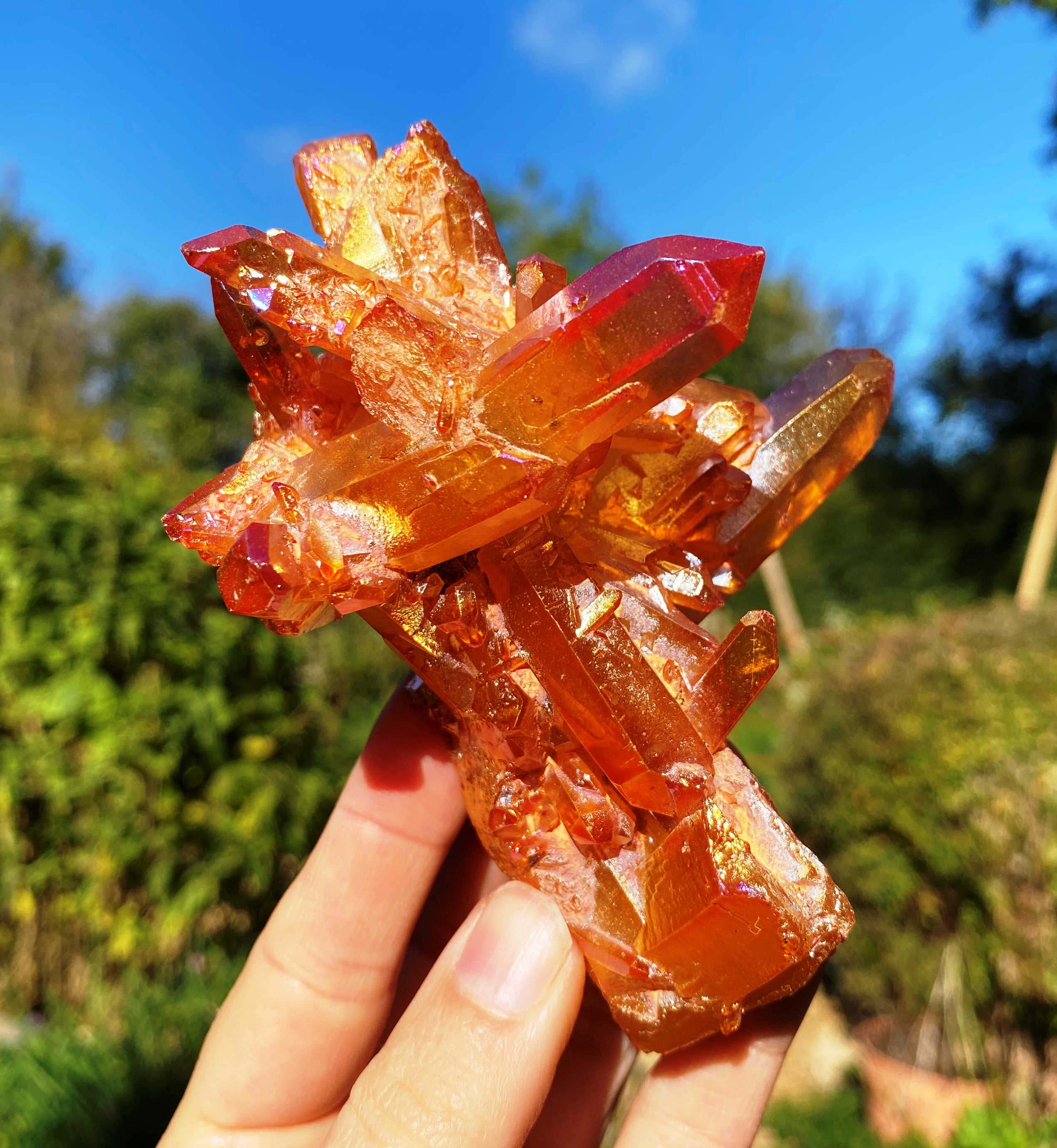 Fire Crystal Raw Crystal Cluster Flame Crystal Points Etsy UK