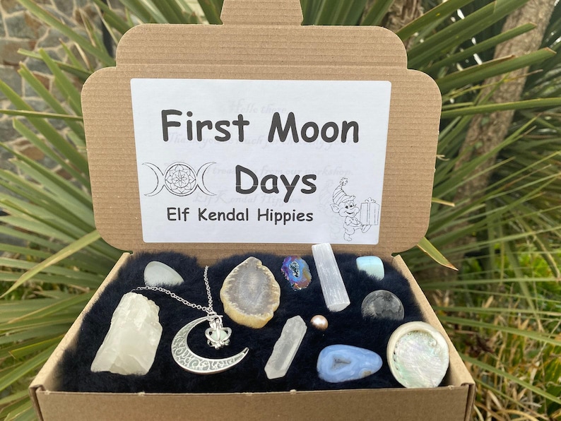 Self love crystal box box set spiritual gift crystals set self care kit gem stone gift Postive energy letterbox set healer stone pack Elf uk First Moon days