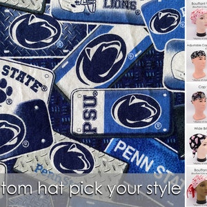 Penn State License Plate Scrub Hat - Pick Your Style, Gift for Nurse, Gift for Surgeon | Add on EMBROIDERY Option