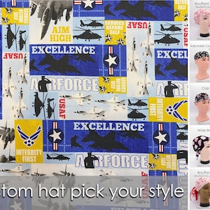 Custom Air Force Scrub Hat - Pick Your Style, Gift for Nurse, Gift for Surgeon | Add on EMBROIDERY Option