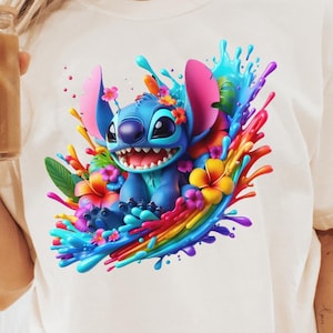 Stitch Splash-aquarel, png-bestand: digitaal ontwerp met hoge resolutie (digitale download)