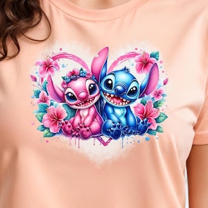Angel and Stitch heart PNG, clipart Stitch PNG, Cute Stitch Clipart Good quality, instant download