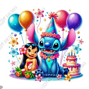 Stitch Birthday Hat PNG Clipart: Lilo and Stitch Party Clip Art (Digital Download