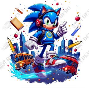Sonic back to school PNG, clipart Sonic PNG, Sonic PNG transparent, cool Sonic back to school Clipart Good quality, instant download