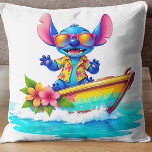 Stitch Summer PNG Clipart – Zabawny projekt plażowych wibracji z kreskówek do sublimacji, rękodzieła, koszulek – Natychmiastowe cyfrowe pobieranie pliku PNG
