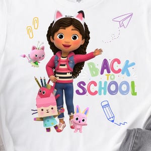 Back to schoo Gabby dollohose l PNG Printable Gabby shirt | gabby Dollhouse back to school design | Cute gabbys | & sublimation design