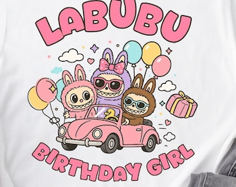 Happy Birthday Girls Labubu Png, Cute doll Png, Funny Cartoon Png, Labubu Characters Designs, Sublimation Design, Doll For Kids Girls Png