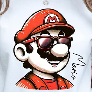 Super Mario PNG Clipart: T-Shirt Design, Transparent Background (Digital Download