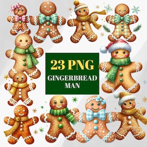 Gingerbread Man Clipart: 23 Christmas Cookie PNGs (Digital Download)