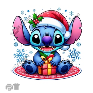 Stitch chirstmas PNG, clipart Stitch PNG, Stitch PNG transparent, Cute Stitch Christmas, glitter png, Clipart Good quality, instant download
