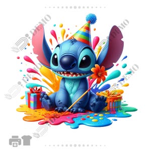 New Stitch Splash and Watercolor Clipart Sublimation PNG files | High Resolution | Transparent background | Instant Digital PNG Download