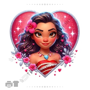 Moana 2, Valentine PNG, moana Valentines Day PNG, coração png, Dia dos Namorados Sublimação Digital Download