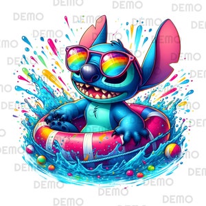 Stitch in pool PNG, Splash Stitch PNG, Stitch PNG, Cute Stitch Clipart, instant download