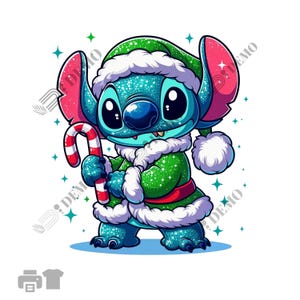 Stitch chirstmas PNG, clipart Stitch PNG, Stitch PNG transparent, Cute Stitch Christmas, glitter png, Clipart Good quality, instant download