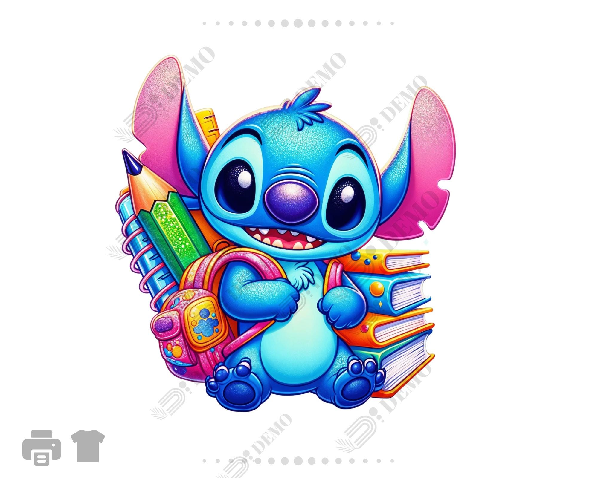 Stitch Back to School PNG, Cute Stitch Clipart PNG, Transparent Stitch PNG, High Quality Clipart, Instant Download for Crafts