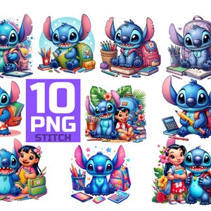 Stitch torna a scuola 10 PNG, clipart Stitch PNG, clipart a 10 punti, carino torna a scuola Clipart buona qualità, download immediato