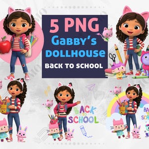 Gabby dollhouse Back to school bundle l PNG Printable Gabby shirt | gabby Dollhouse back to school  | Cute Gabby&#39;s | & sublimation design