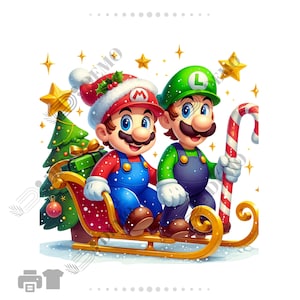 Mario Natal PNG | Clipart super mario PNG | Fundo Transparente | luigi, Cute Mario Bros Natal | Boa Qualidade | Download Instantâneo