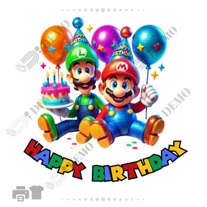 Mario Birthday PNG | Clipart super mario | Transparent Background | luigi, Cute Mario Bros | Birthday boy| Good Quality | Instant Download