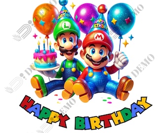 Mario Birthday PNG | Clipart super mario | Transparent Background | luigi, Cute Mario Bros | Birthday boy| Good Quality | Instant Download