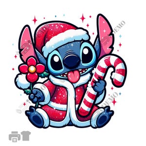 Stitch chirstmas PNG, Stitch clipart , Stitch PNG transparent, Cute Stitch candy cane, glitter png, Clipart Good quality, instant download