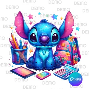 Stitch back to school PNG, clipart Stitch PNG, Stitch PNG transparent, Cute Stitch back to school Clipart Good quality, instant download