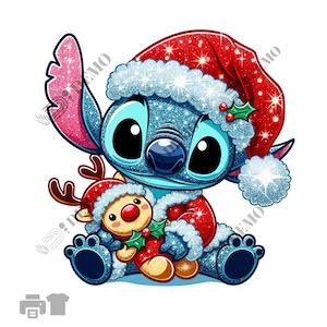 Stitch Christmas PNG | Clipart Stitch PNG | Transparent Background | Cute Stitch Glitter Christmas | Good Quality | Instant Download