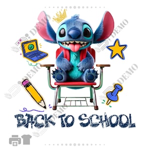 Stitch back to school PNG, clipart Stitch PNG, Stitch transparent, live action Stitch back to school Clipart Good quality, instant download