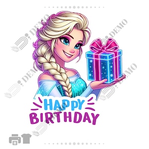 Elsa Neon PNG Clipart: Frozen Sublimation Design (300 dpi, Transparent Background, Instant Download)