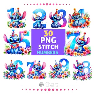 Steeknummers 30 png-bestanden, clipart steek png, 30 steken clipart, schattige nummers clipart, verjaardagscadeau, goede kwaliteit, instant download