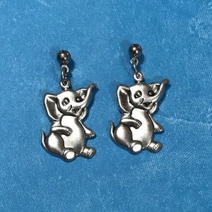 Silver Elephant Dangle Earrings